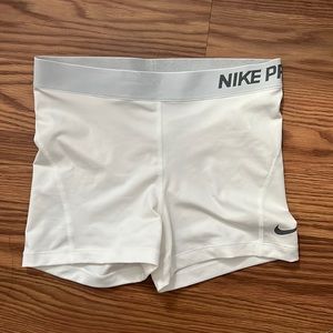 white nike pro shorts